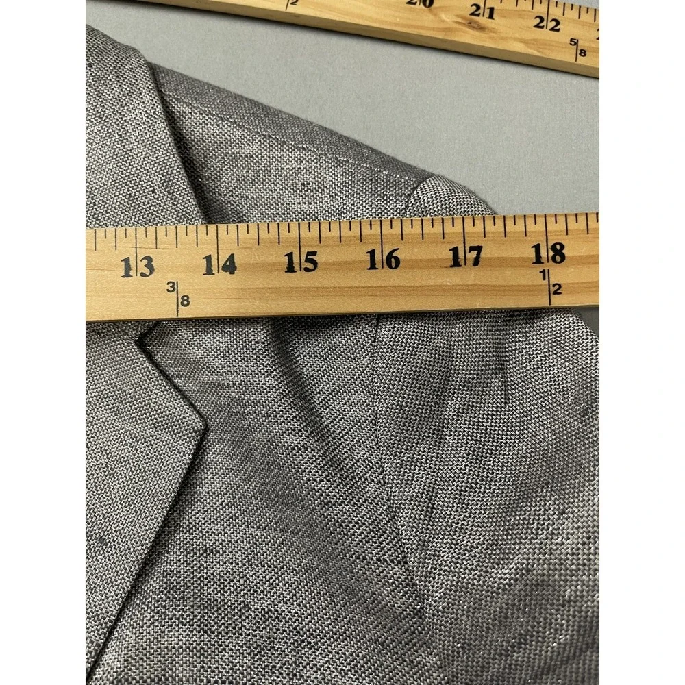 Talbots Womens Blazer Jacket 16 Gray Silver Holiday Party Cocktail Linen‎ Blend